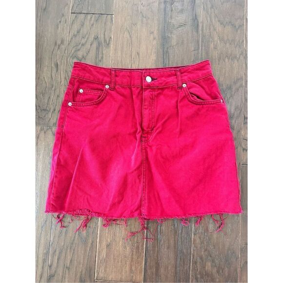 Topshop Moto Berry Denim Skirt - Picture 1 of 5